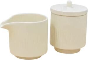 Citrine Everyday Collection by Magenta Ribbed Ceramic Creamer & Sugar Jar Set